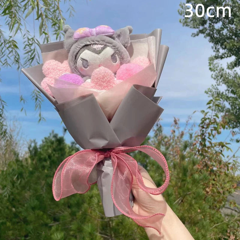 Kawaii Hello Kitty Cat Dolls With Artificial Flowers Creative Sanrio Bouquet Christmas Valentine Birthday Graduation Gifts
