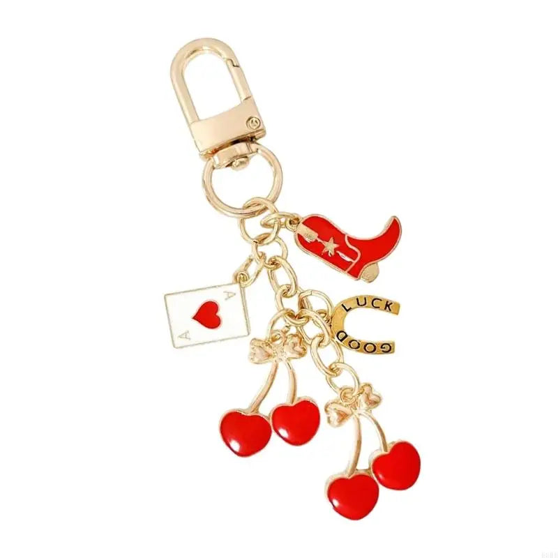 E0BE Unique Cherry Keychain Bag Charm Keyrings Accessory For Handbags And Wallets