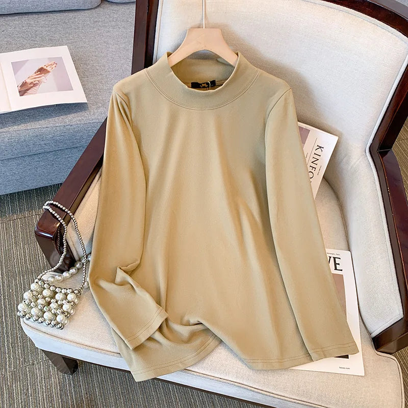 150Kg Plus Size Women's Bust 143 Autumn Winter Warm Long sleeved T-shirt Bottom Top 4XL 5XL 6XL 7XL 8XL