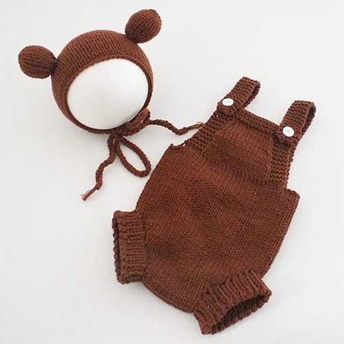 Infant Baby Jungen Mädchen Gestrickte Overall + Hut Einfarbig Neugeborenen Baby Gestrickte Bodys 0-3M Kinder Fotografie Kleidung