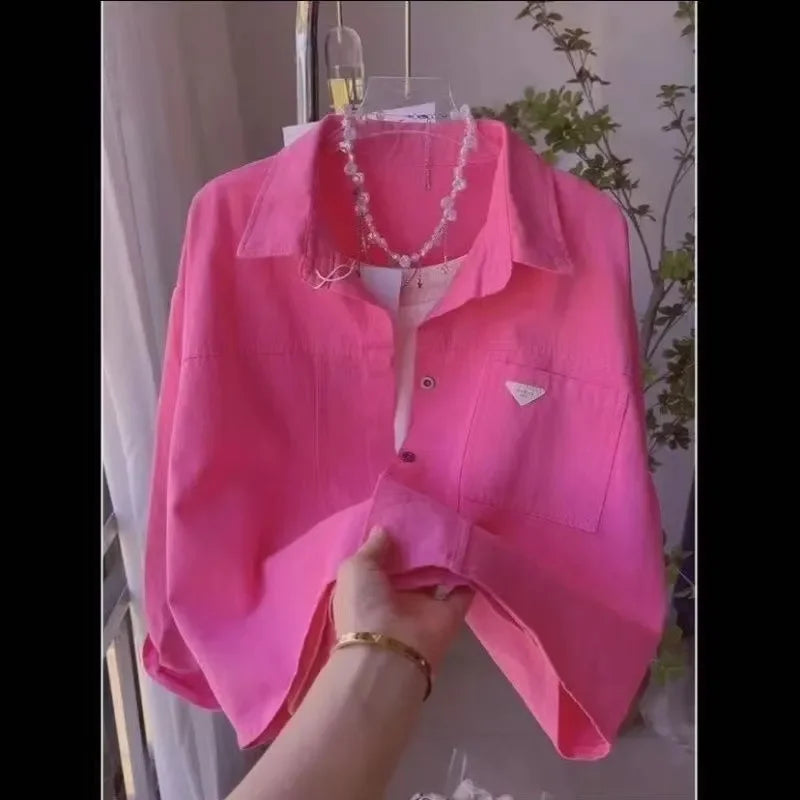 Spring and Autumn Petite Candy Colored Short Denim Jacket 2024 New Loose and Versatile Casual Jacket Top Trend Women