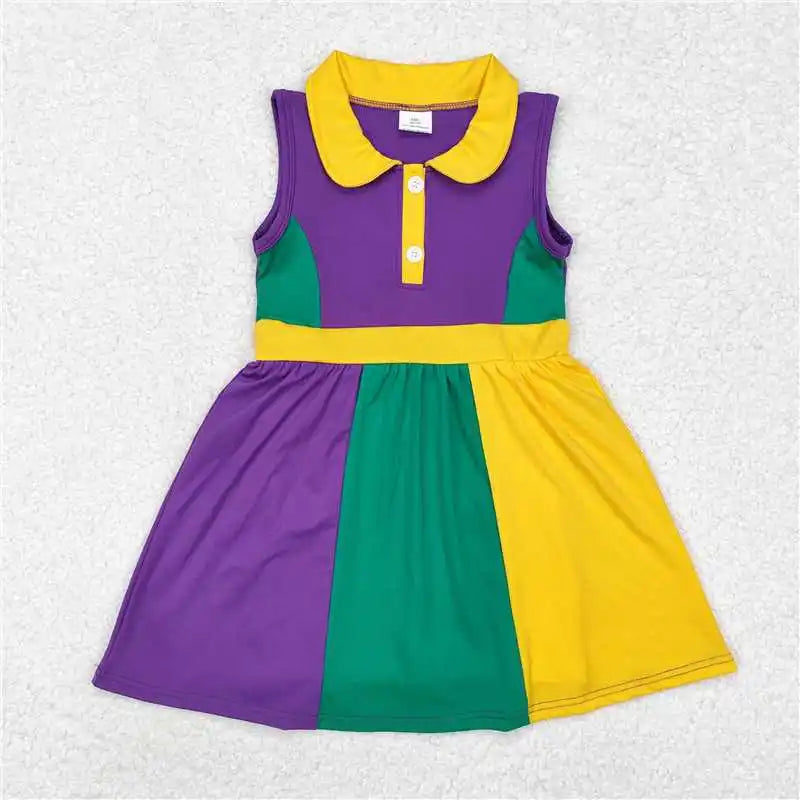 Wholesale Western Boutique Children Clothing Sibling Baby Girls Mardi Gras Active Wear Dresses Yoga Sets