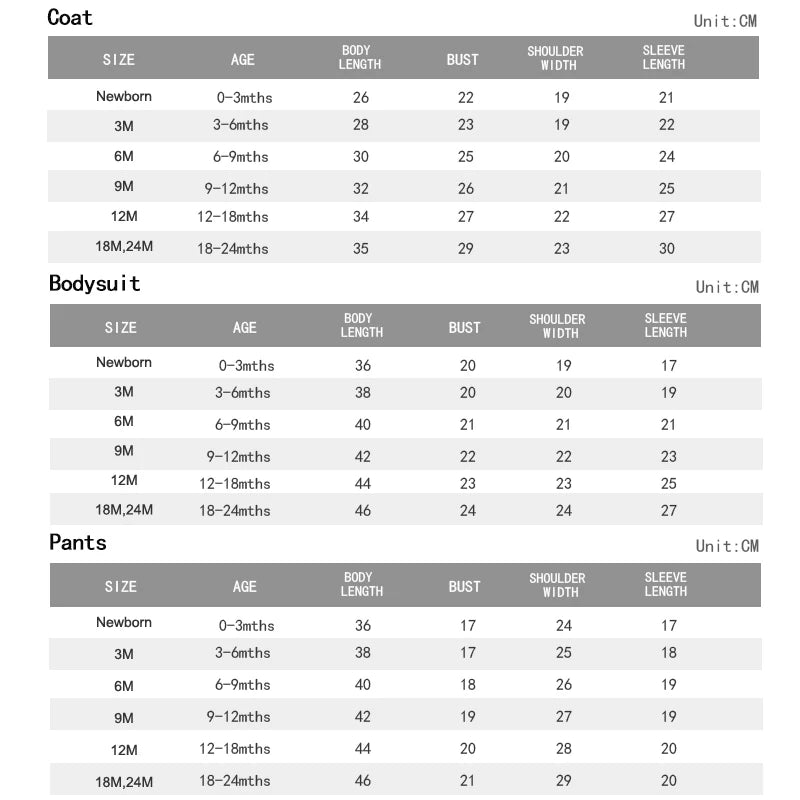 3pcs Baby Clothes Set for Newborns Toddler Girl Boy Clothes Hooded Jacket Trousers + Bodysuits 3pcs Child sets Infant Outfits