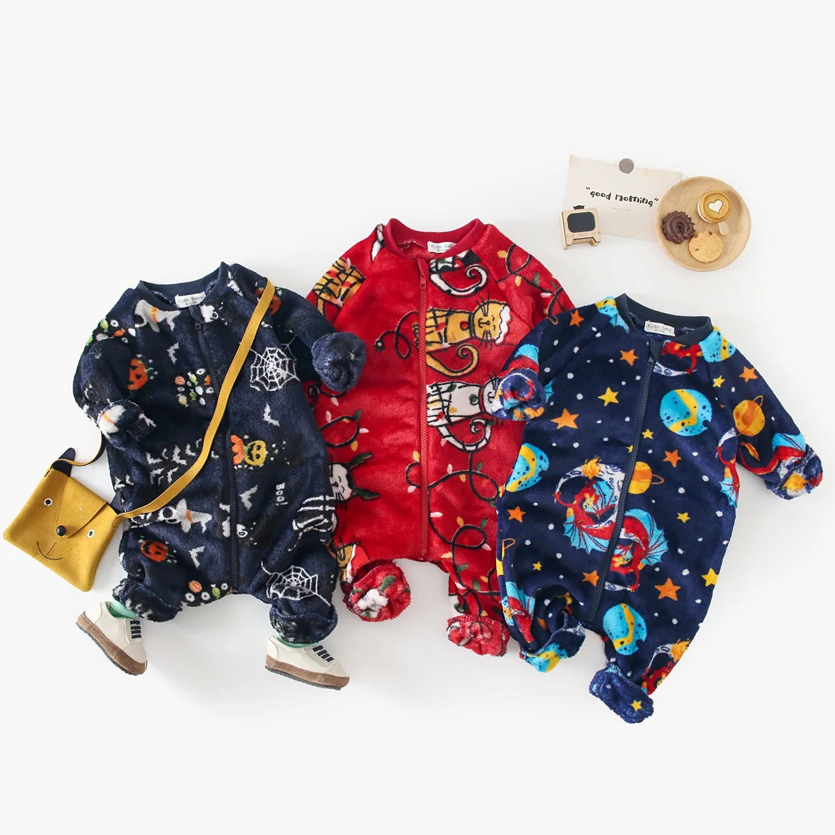 Sanlutoz Halloween Pumpkin Long Sleeve Baby Jumpsuits Zipper Winter Fleece Warm Infants Rompers Clothing Thickened Cozy