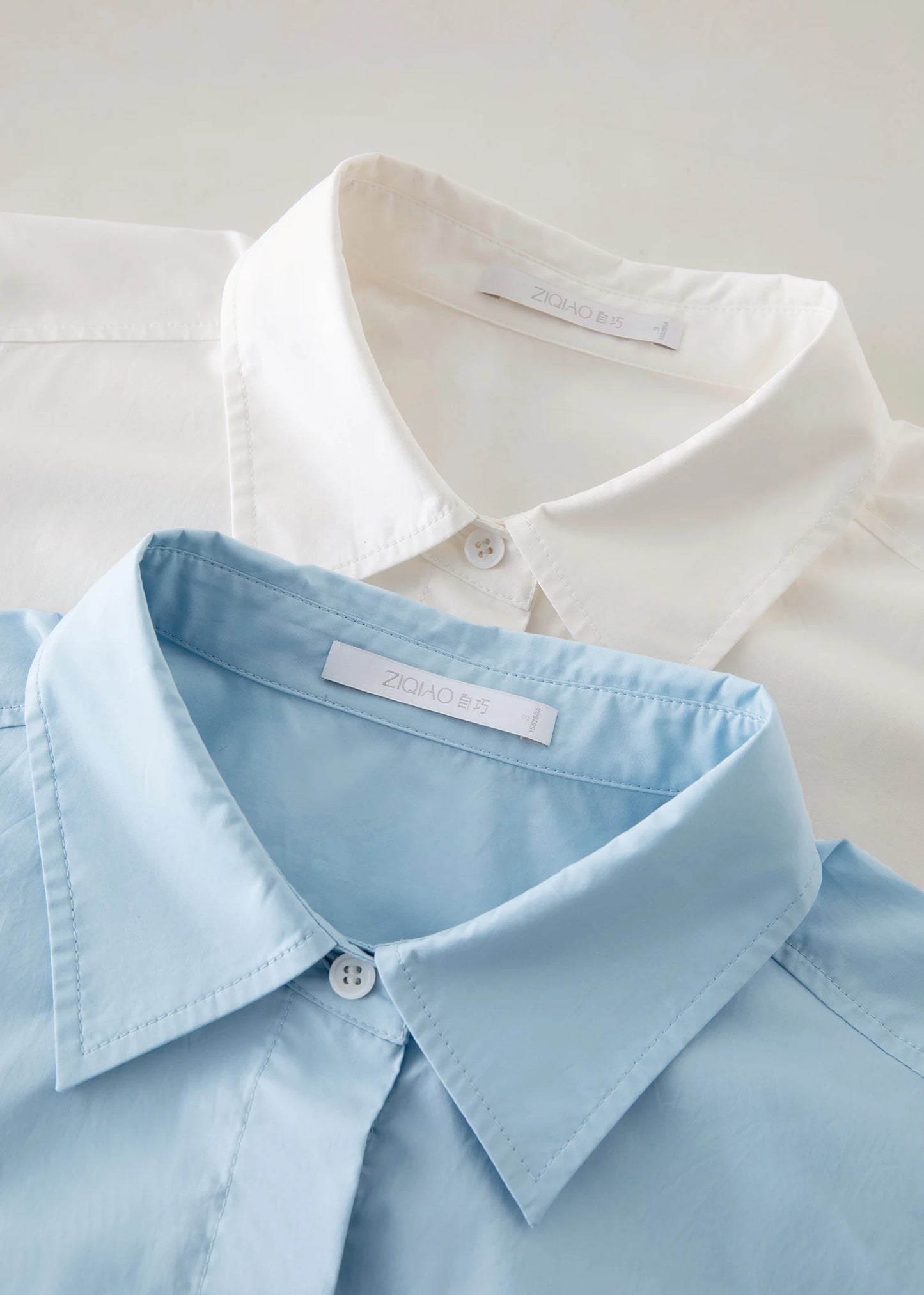 ZIQIAO Petite Size 100% Cotton White Shirt For Women 2025 Spring New Design Elegant Soft All-match Versatile Chic Top clothes