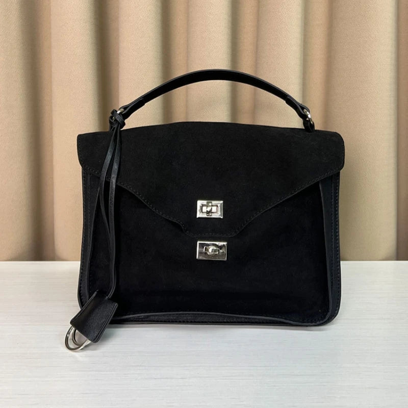 Meet You Luxury Design Scrub Suede Messenger Bags for Women Large Capacity Winter Commuter Female Tote Handbag High Quality