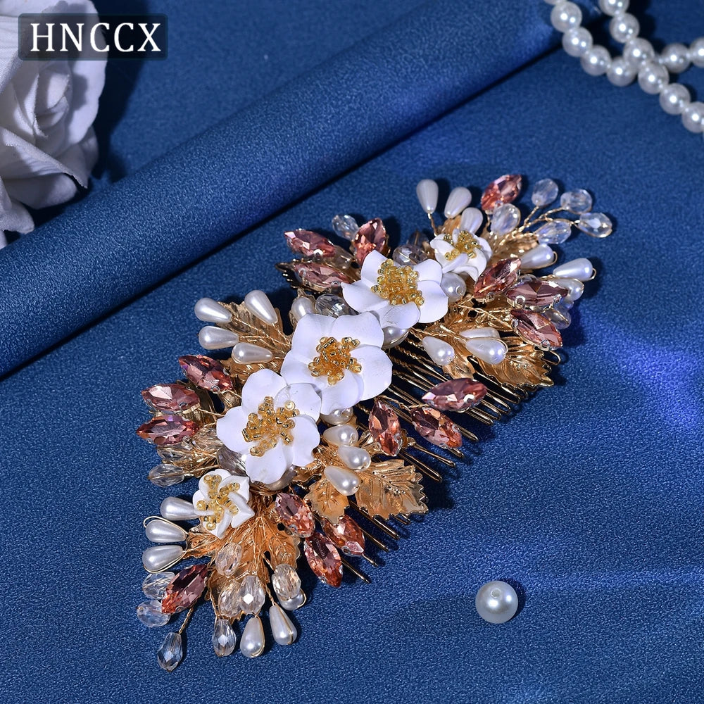 HNCCX Alloy Leaf Bridal Comb Floral Hair Pieces for Women Wedding Hair Clip Wedding Hairpins Bridal Hair Accessories CP321