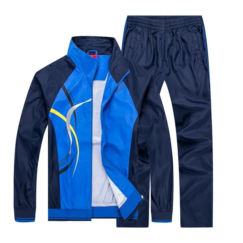 Men Sportswear New Spring Autumn Tracksuit 2 Piece Sets Sports Suit Jacket+Pant Sweatsuit Male Fashion Print Clothing Size L-5XL