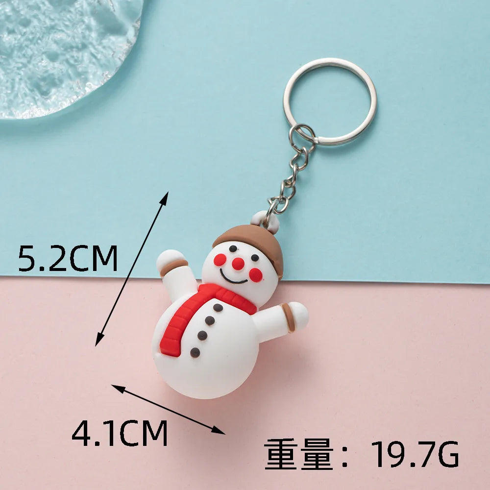 Christmas Keychain Cartoon Cute Doll Pendant Santa Claus Snowman Tree Keyring for Men Women Party Decoration Souvenir
