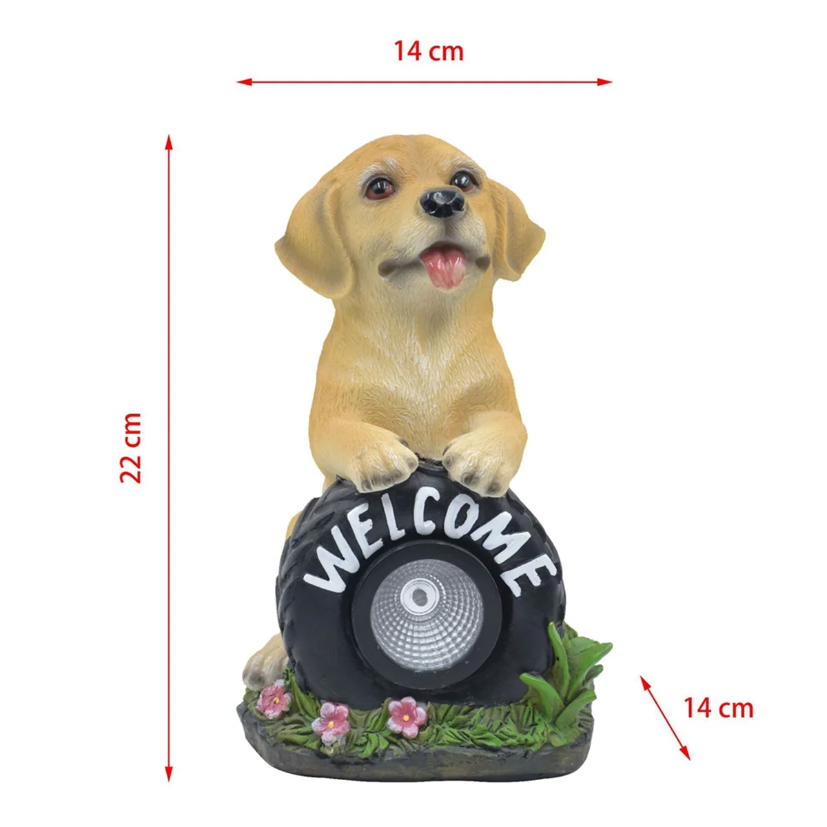 Solar Garden Dog Statue Welcome Sign with LED Lights Resin Solar Powered Puppy Figurine Decorative Sculpture for garden decoration