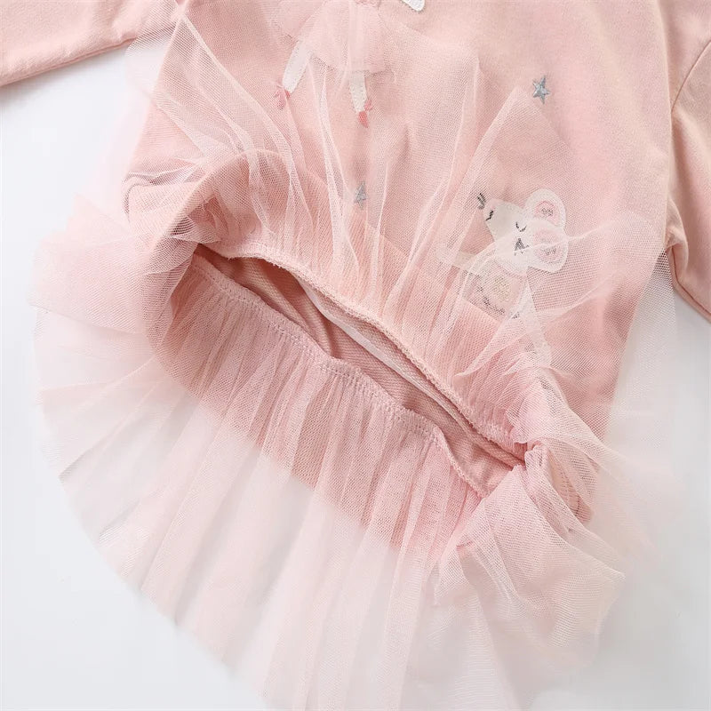 Springen Meter Neue Ankunft 2-7T Mädchen Baby Kleidung Maus Applique Mädchen Sweatshirts Kleinkind Kostüm Mesh Mit Kapuze Shirts