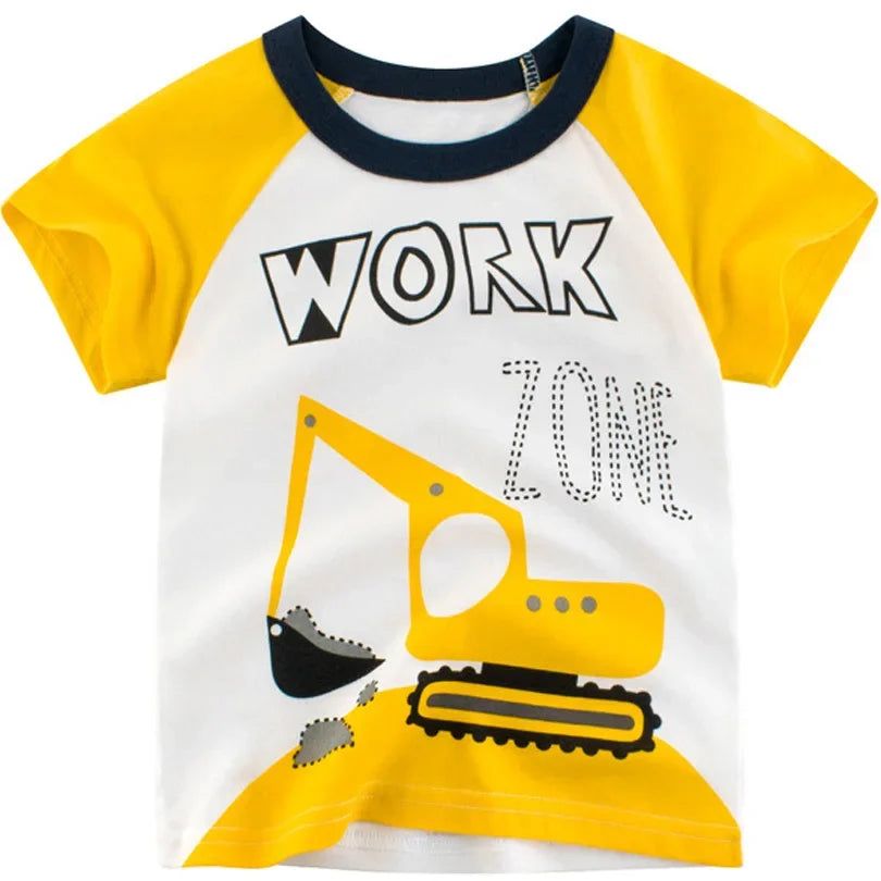 2025 Cartoon Druck Baby Junge Dinosaurier T Shirt Für Sommer Infant Kinder Jungen Mädchen Lion T-Shirts Kleidung Baumwolle Kleinkind Brief tops