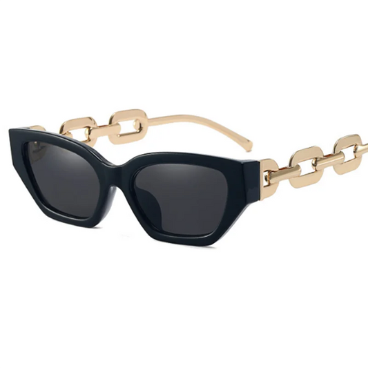 Vintage Small Frame Sunglasses with Chain Legs Cat Eyes Stylish Eyewear Prescription Sunglasses Women 0 -0.5 -0.75 -2.0 To -6.0