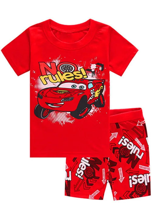 Neue Sommer Kinder Pyjamas Kinder Nachtwäsche Baby Set Jungen Mädchen Autos kurzarm Pijamas Baumwolle Nachtwäsche Kleidung Pyjamas Sets