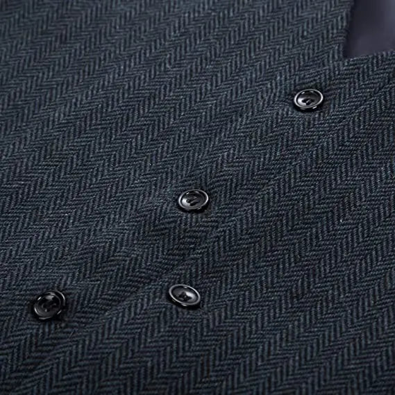 Mens Suit Vest Irregular Buttons V Neck Wool Tweed Herringbone Silm Fit For Formal Casual Daily Men's Vest Clothing 2021
