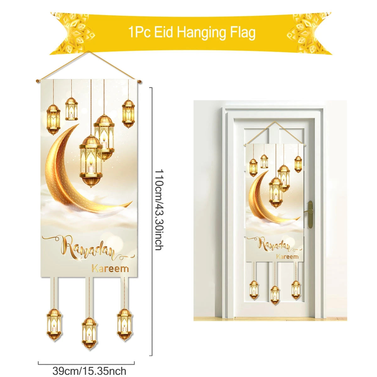 Ramadan Hanging Flag Ramadan Kareem Decoration For Home 2025 Aid EID Mubarak Muslim Islamic Festival Eid Al-fitr Party Supplies