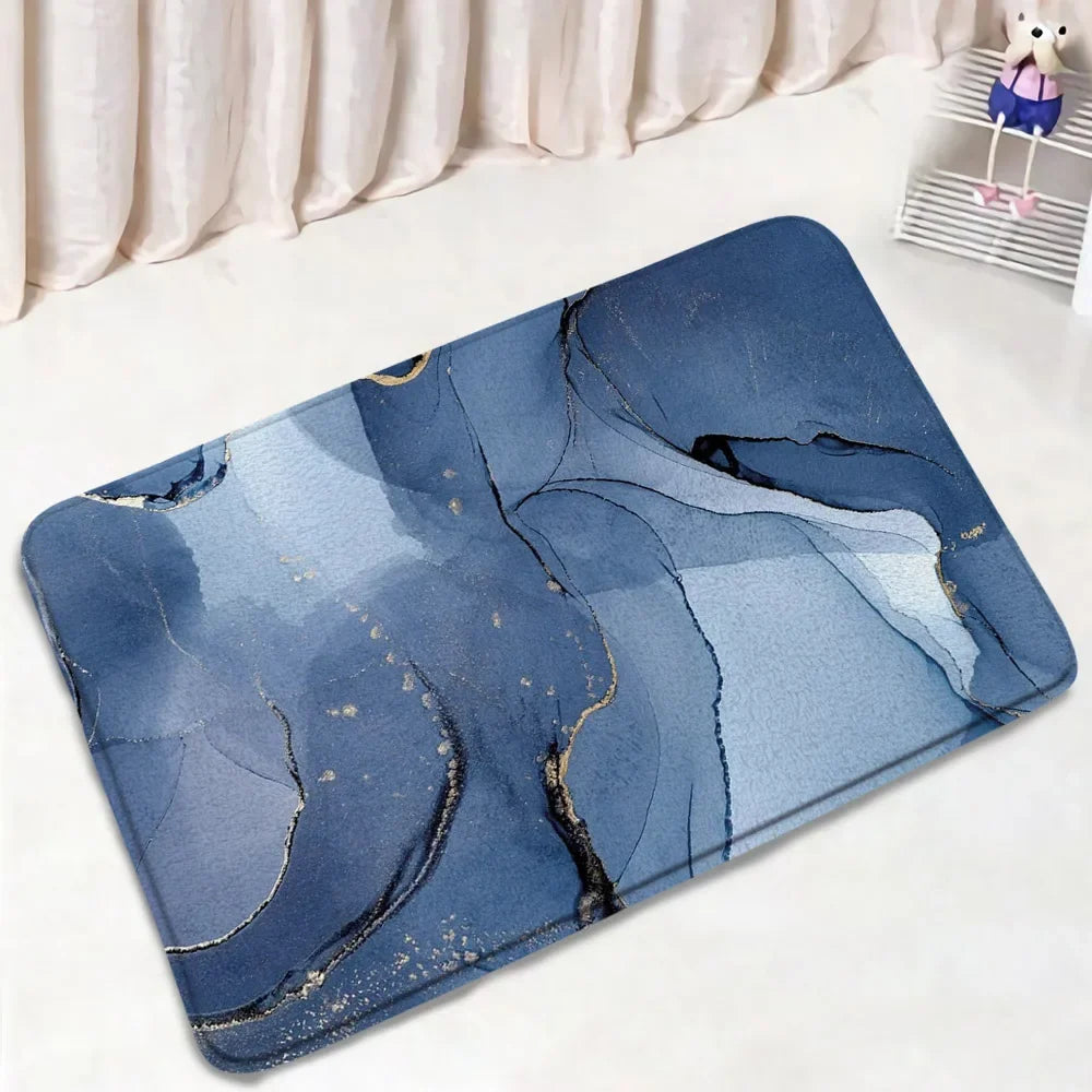 Black Marble Shower Curtain Set White Lines Cracked Pattern Modern Geometric Bathroom Decor Non-slip Rug Bath Mats Toilet Cover home improvement