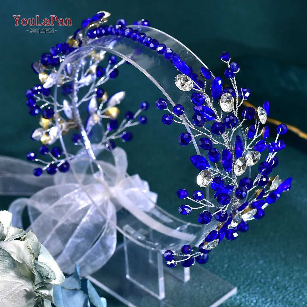 Youlapan Bridal Wedding Hair Bands 3 Color Women HeadBand Tiara Handmade Pearl Crystal Bridesmaid Hair Jewelry Accessories HP804