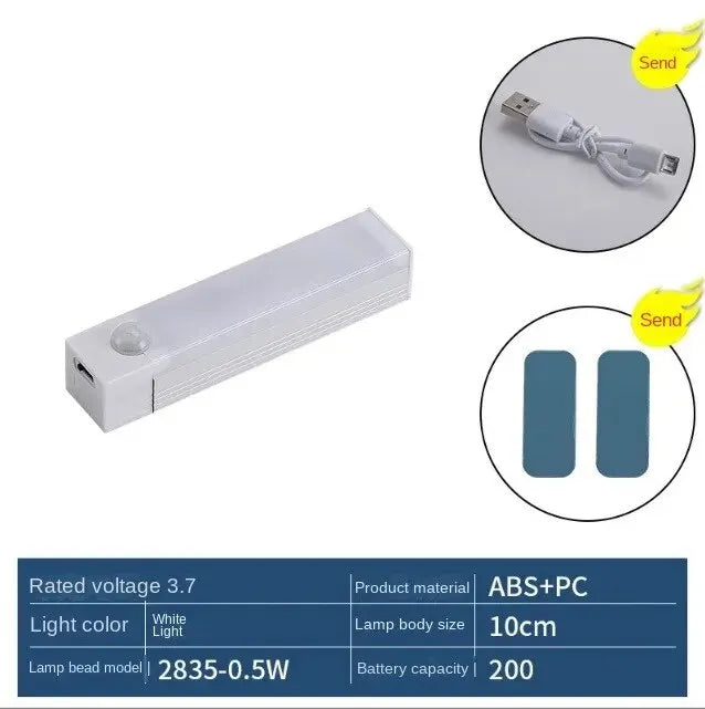 1 قطعة شريط إضاءة ذكي فائق النحافة يعمل بمنفذ USB لشحن أجهزة الاستشعار وخزانة عرض المطبخ وخزانة الملابس مع خاصية التعتيم