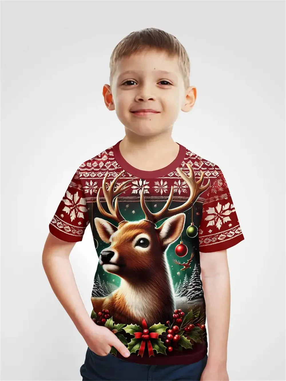 Weihnachten Santa Claus 3d Print T-Shirt Kinder Jungen Kleidung Kurzarm Casual Kinder Kleidung Mode T-Shirt für Jungen