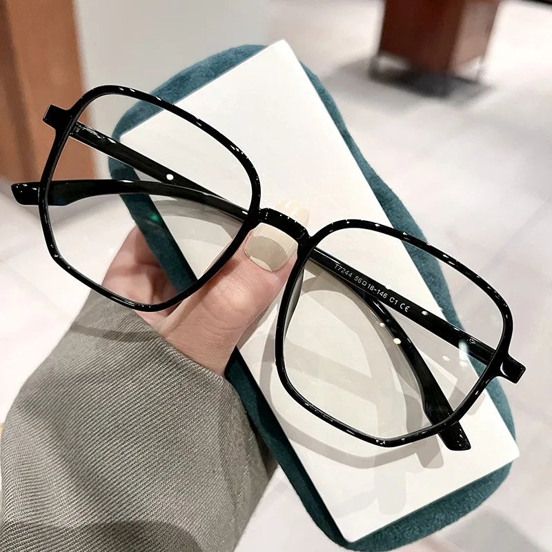Oversized Frame Anti-blue Light Transparent Glasses Women Men Fashion Sunglasses UV400 Protection Flat Mirror Computer Eyeglases