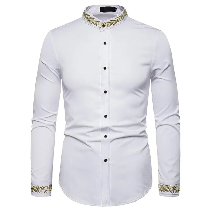 Men's Summer Casual Long Sleeve Shirts Slim Fit Turn Down Collar Shirts Formal Office Business Shirts for Men Tops Big Size mon