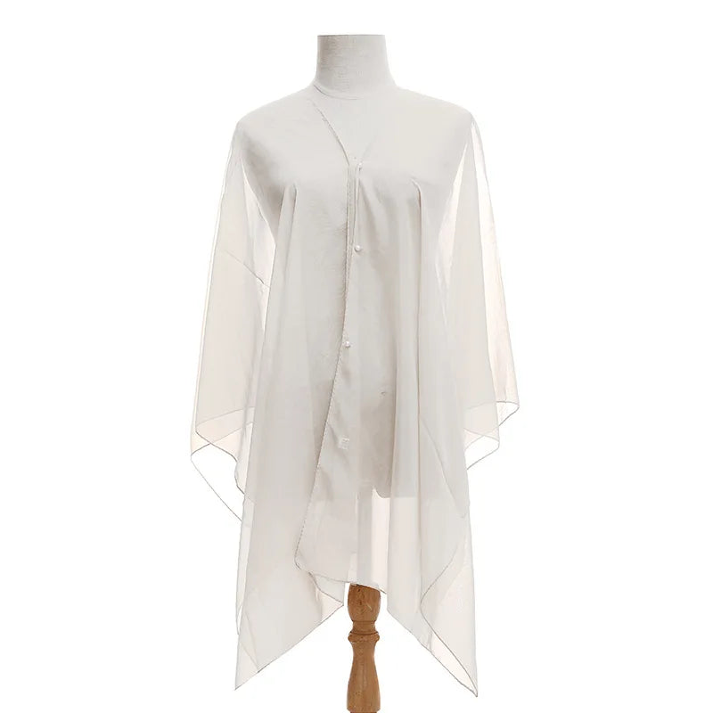 Women Sun Protection Shawl for Cycling Lady Summer Chiffon T-shirt Holiday Solid Color Scarf Bikini Blouse Breathable Beach Wrap