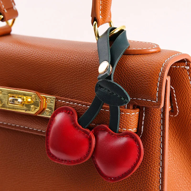2023 Fashion Bag Charm Accessories Handbag Pendant Cherry Creative Keychain Schoolbag Love Heart Leather Handbag Accessories