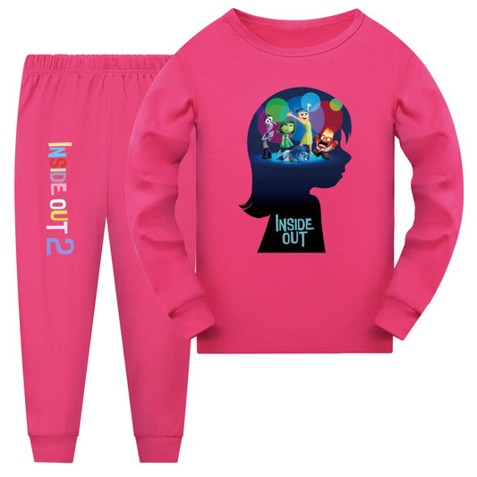 طقم بيجامات للأطفال من Inside Out 2 Clothes بأكمام طويلة للبنات الصغار ملابس نوم للأولاد الصغار بيجامات JOY SADNESS لطيفة للأطفال