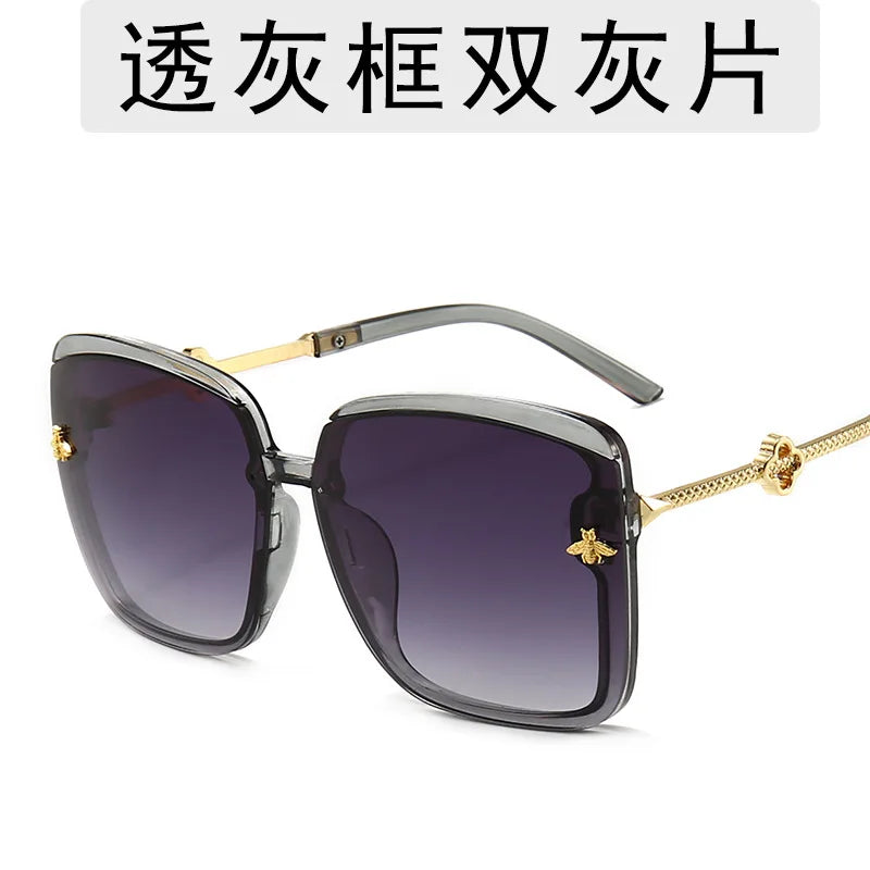 New Fashion Large Frame Sunglasses Ladies Bee Gradient Color Sunglasses