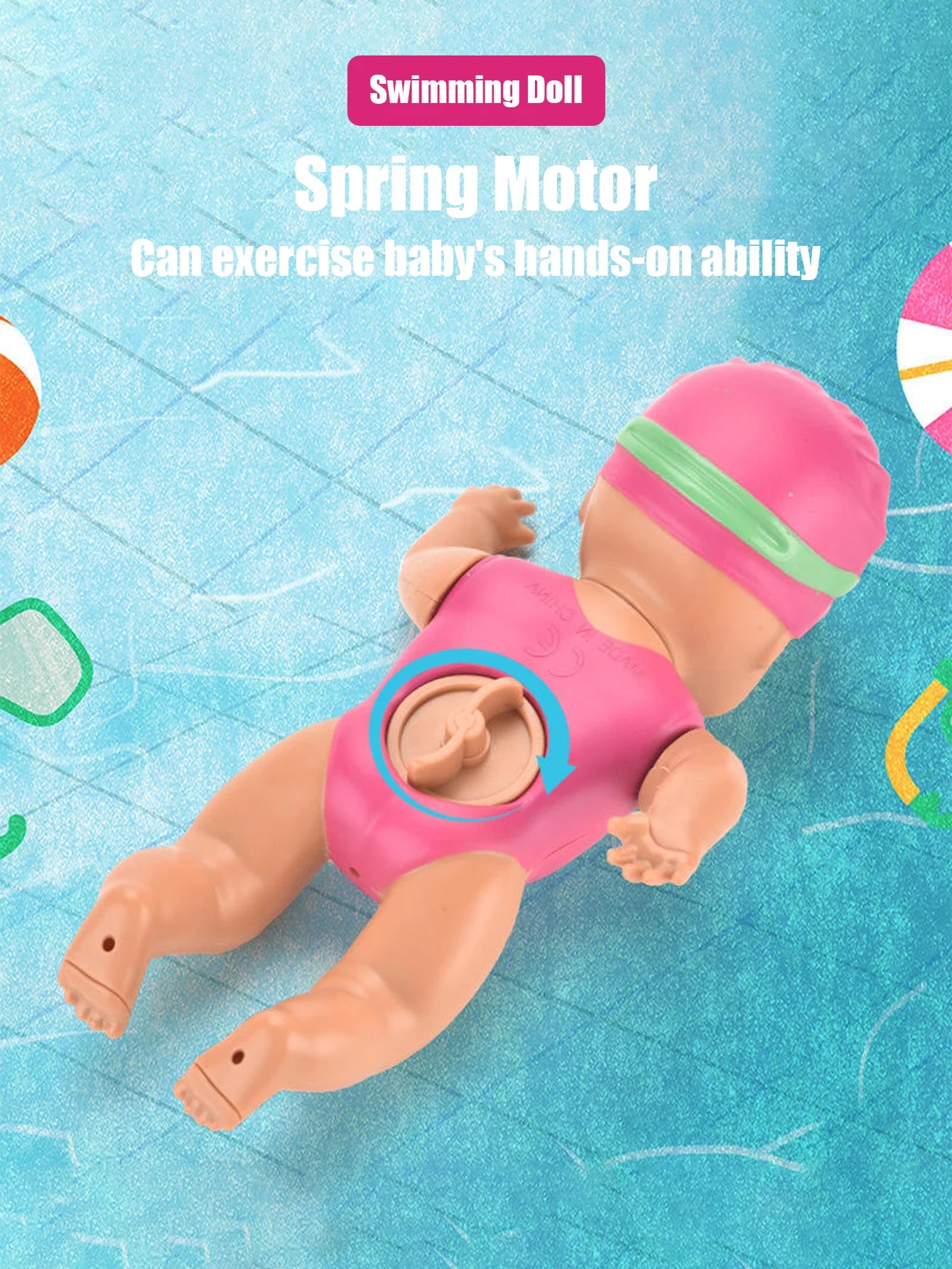 1pcs 6 Inch Mini Swimming Doll Kids Bathroom Bath Toy Baby Bathtub Toy on chain automatic Swimming Little Doll