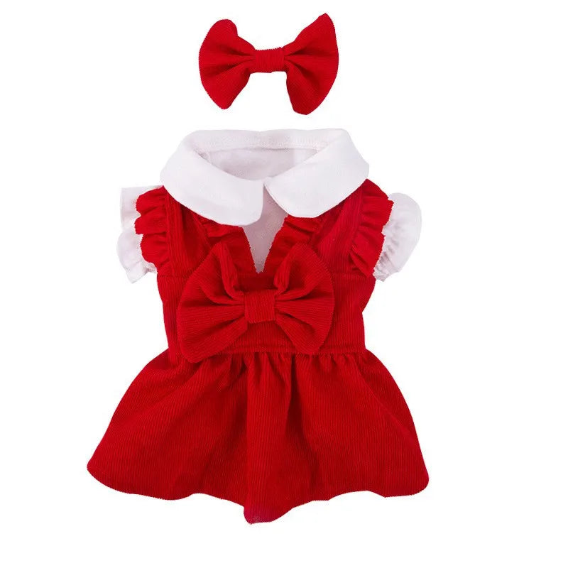 Dog Dress Pet Dog Clothes Luxury Puppy Skirt Retro Dog Bow Christmas Pet Dog Costume Chihuahua Pug Fench Bulldog Apparel Dresses