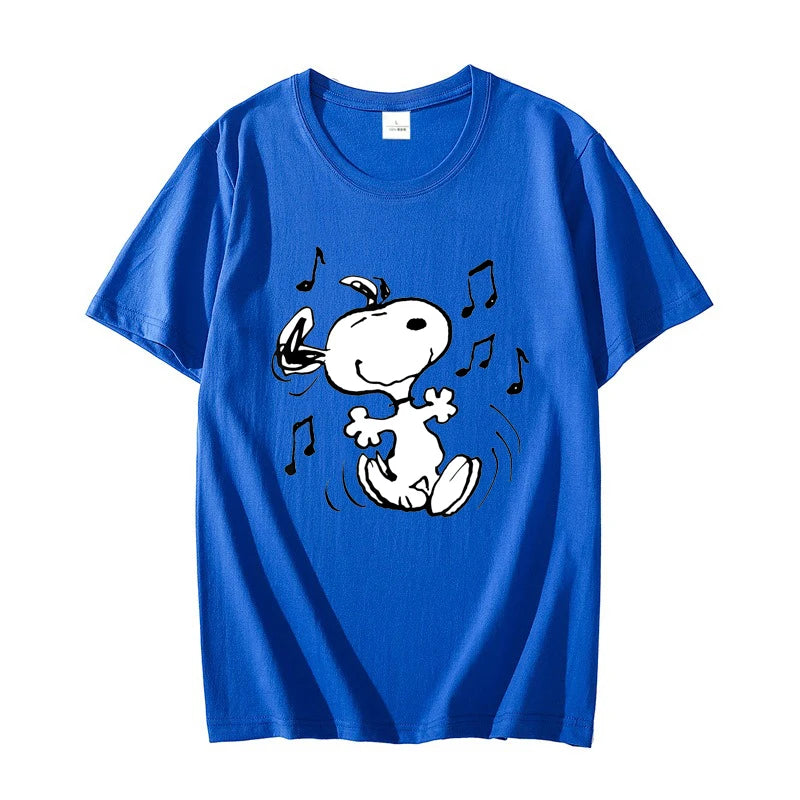 Snoopy!!! the Musical Men T-shirt Summer Short Sleeve Women Tee Shirts 100% Cotton 2025 New Fashion Couple Clothes Tops