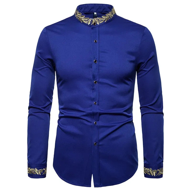 Men's Summer Casual Long Sleeve Shirts Slim Fit Turn Down Collar Shirts Formal Office Business Shirts for Men Tops Big Size mon