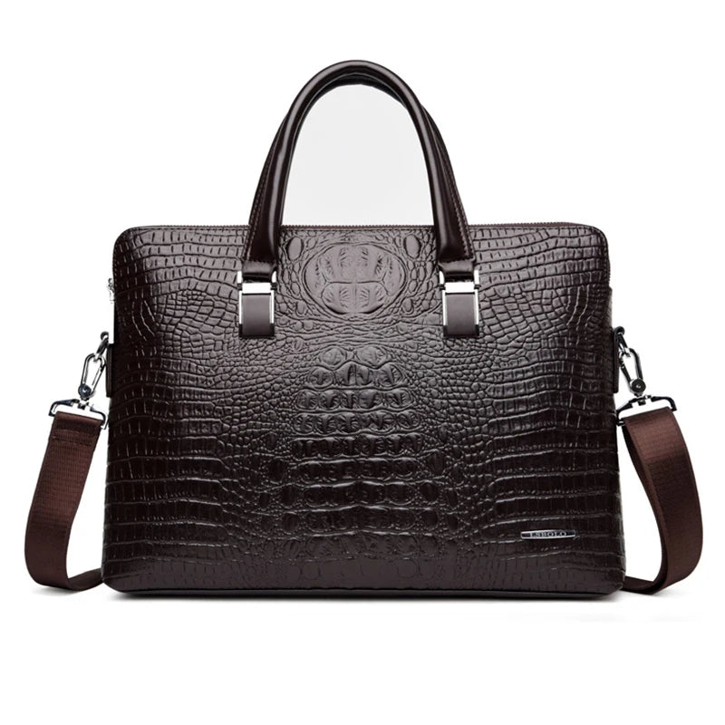 Briefcase Bag Man PU Leather Crocodile Alligator Tote Handbag Laptop 14 Computer Male Shoulder Business Messenger Bag Husband