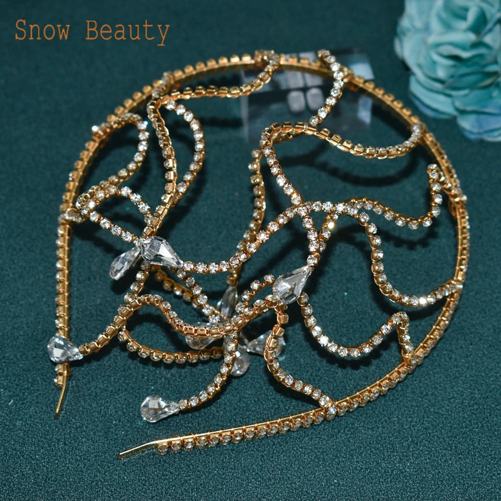 A453 Sparkly Rhinestone Bridal Tiara Hair Accessories Wedding Headbands Crystal Hair Ornament Women Crown Crystal Headwear