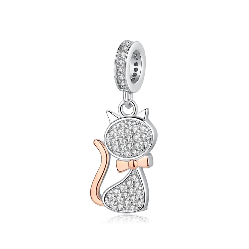 Original Silver Plated Charms For Women Love Pet Dog Cat Paw Print Pendant Beads Fit Pan Bracelets Necklaces DIY Luxury Jewelry