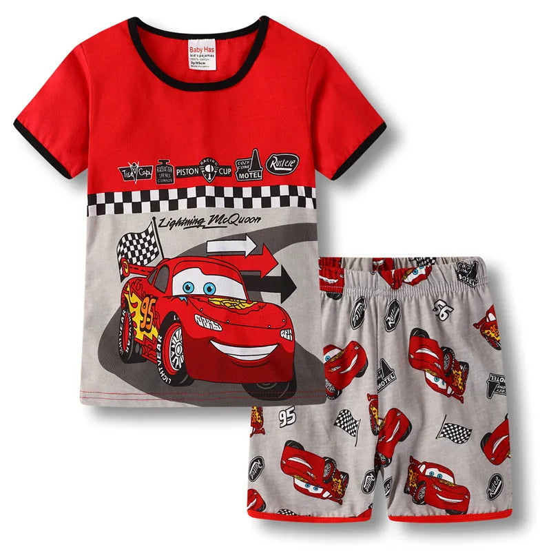 Neue Sommer Kinder Pyjamas Kinder Nachtwäsche Baby Set Jungen Mädchen Autos kurzarm Pijamas Baumwolle Nachtwäsche Kleidung Pyjamas Sets
