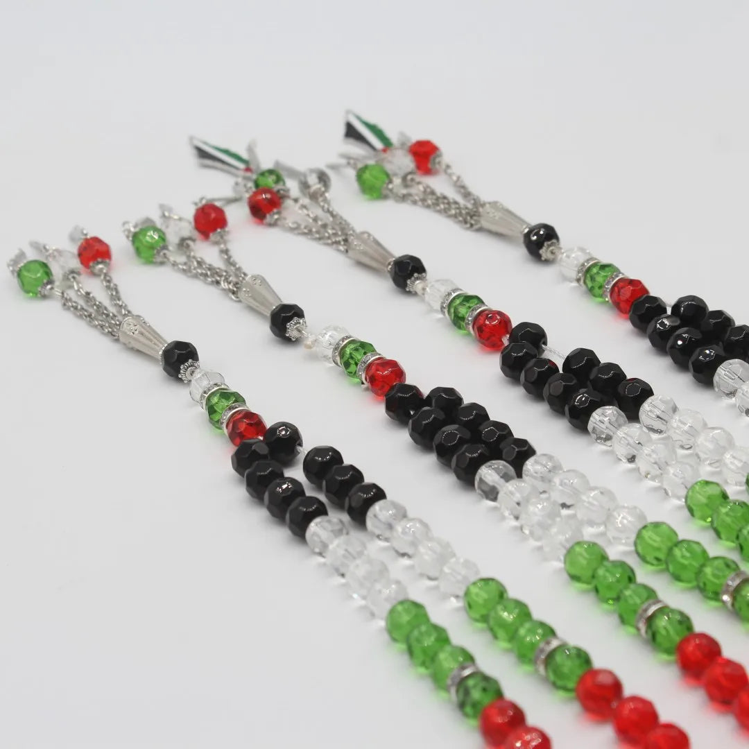 Palestine Arabic Flag Color 99 Tesbih Prayer Beads Rosary Tasbih Muslim Car-Home-Office Hanging Masbaha Misbaha Sibaha Subha