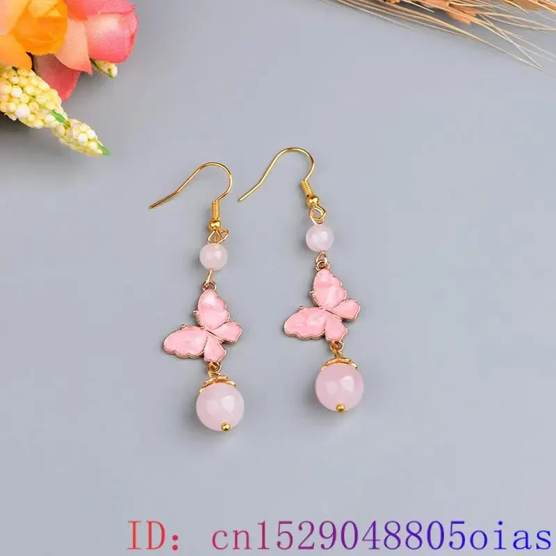 Real Jade Butterfly Earrings Fashion 925 Silver Vintage Stone Energy Luxury Bead Women Gifts Talismans Carved Natural Jewelry