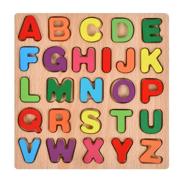 Colorful Alphabet Number Wooden Puzzles Kids Intelligent Matching Game Preschool Children Early Educational Toys