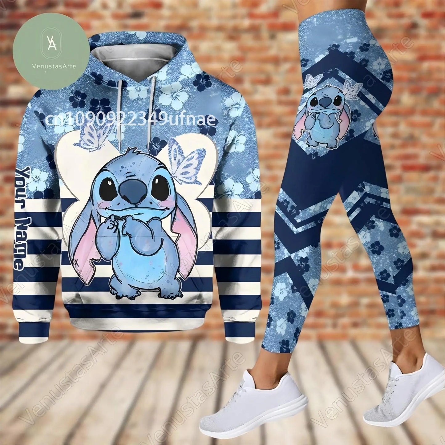 2025 ديزني 3D هودي الرياضة بنطلون اليوغا Stitch Fashion بدلة رياضية نسائية 3D