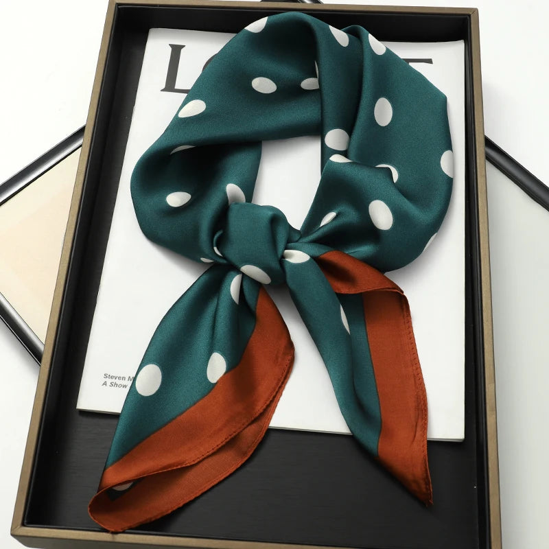 Luxury Brand 2023 Silk Square Scarf Women Cat Neck Hair Tie Band Beach Hijab Kerchief Head Headbands Bandana Female Foulard 70cm
