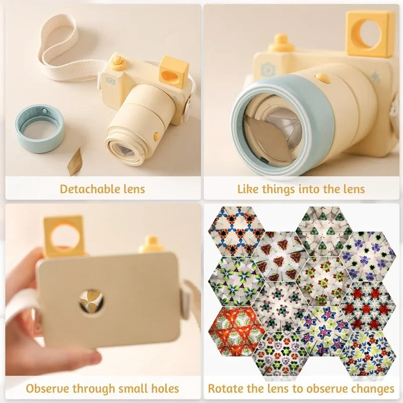 Wooden Fashion Camera Baby Toys Pendant Baby Block Montessori Toys for Children Wooden DIY Presents Nursing Gift Outdoor Toys