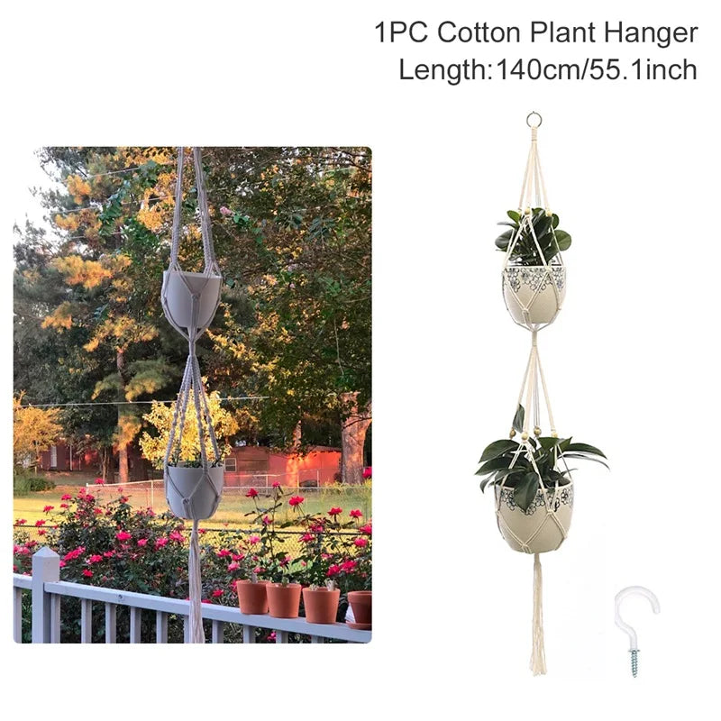Hanging Plant Handmade Macrame Courtyard Garden Decoration