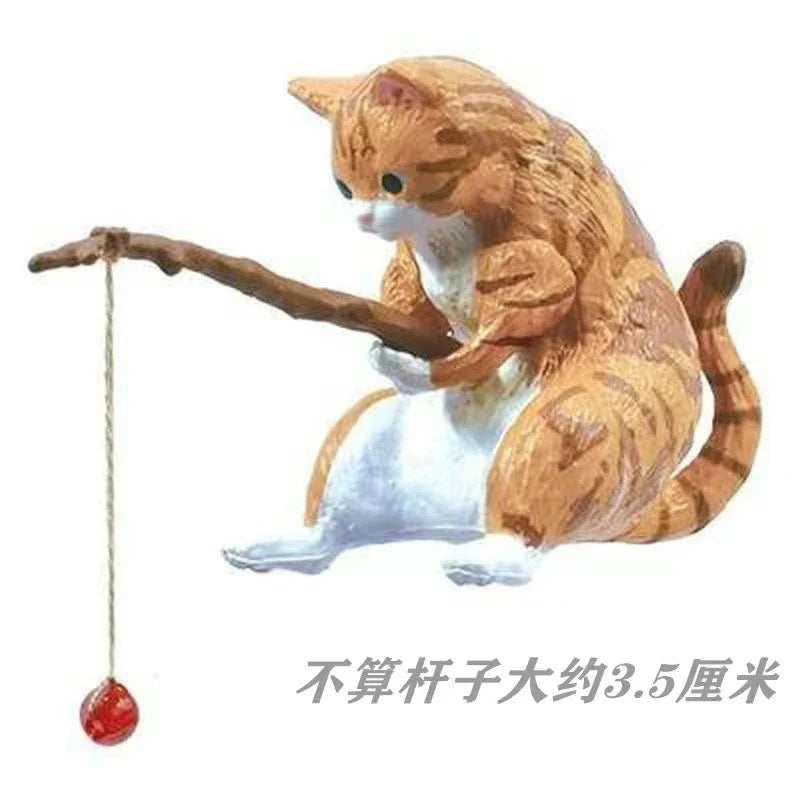 YELL Fish Tank Fishing Cat Hanging Creative Ornament Fishing Mini Decoration Micro Landscape Gachapon Toy Doll Gashapon Figures