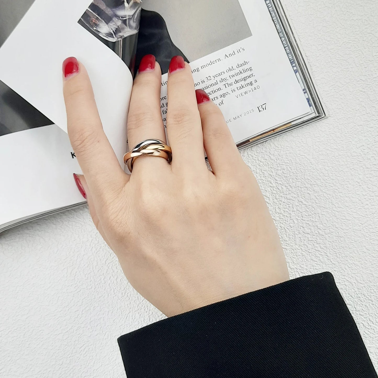New Triple Interlocked Engagement Rings for Women Stainless Steel Three-in-one Promise Gift for Her Valentines Day