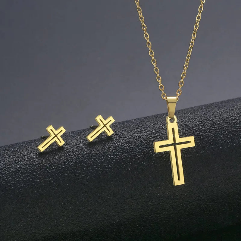 10 PiecesHip Hop Personalized Accessories Stainless Steel Necklace Fashion Jewelry Set for Women Smooth Geometric Design