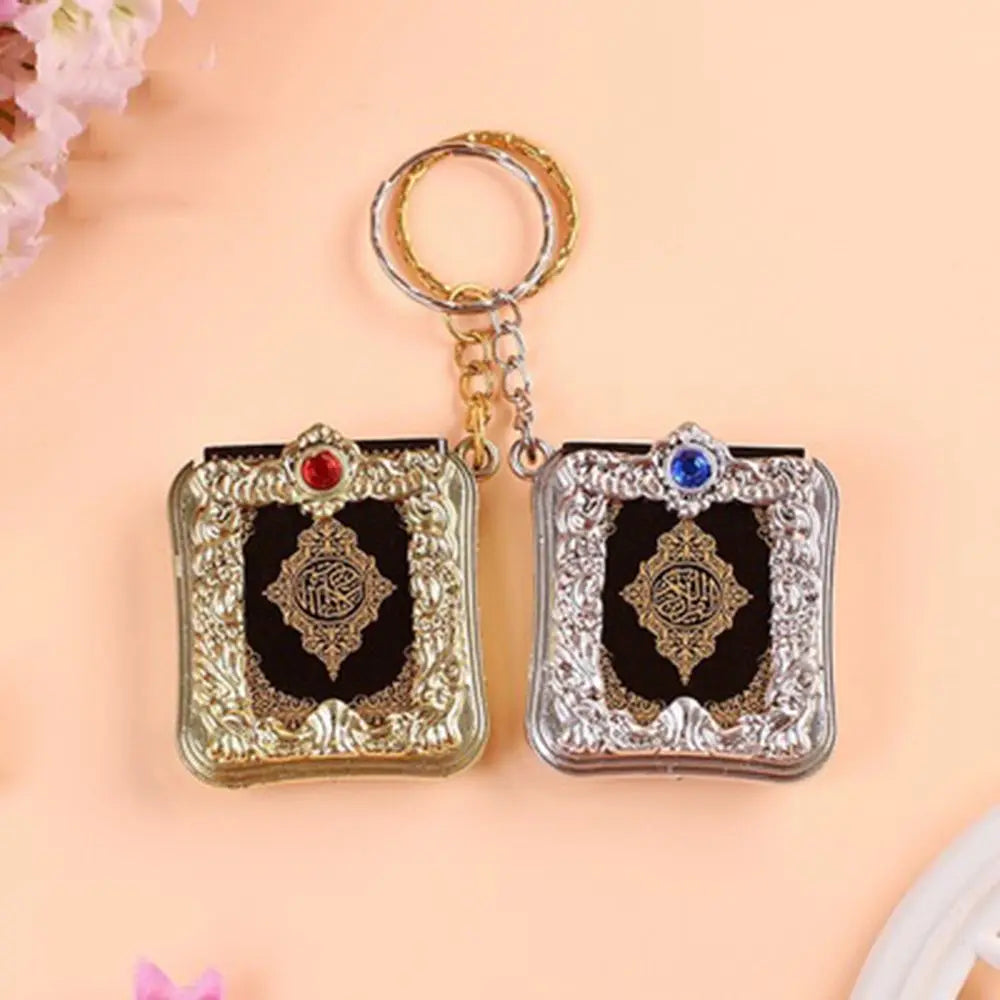 1Pcs New Muslim Keychain Resin Islamic Mini Ark Quran Book Real Paper Can Read Pendant Key Ring Key Chain Religious Jewelry