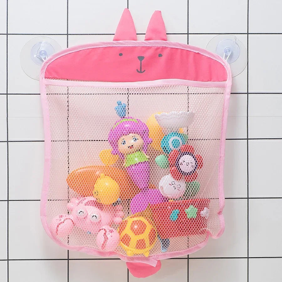 Babyparty-Spielzeug, süße Enten-Froschnetz-Spielzeug-Aufbewahrungstasche mit starkem Saugnapf, Babyparty-Spieltasche, Badezimmer-Organizer, Wasserspielzeug